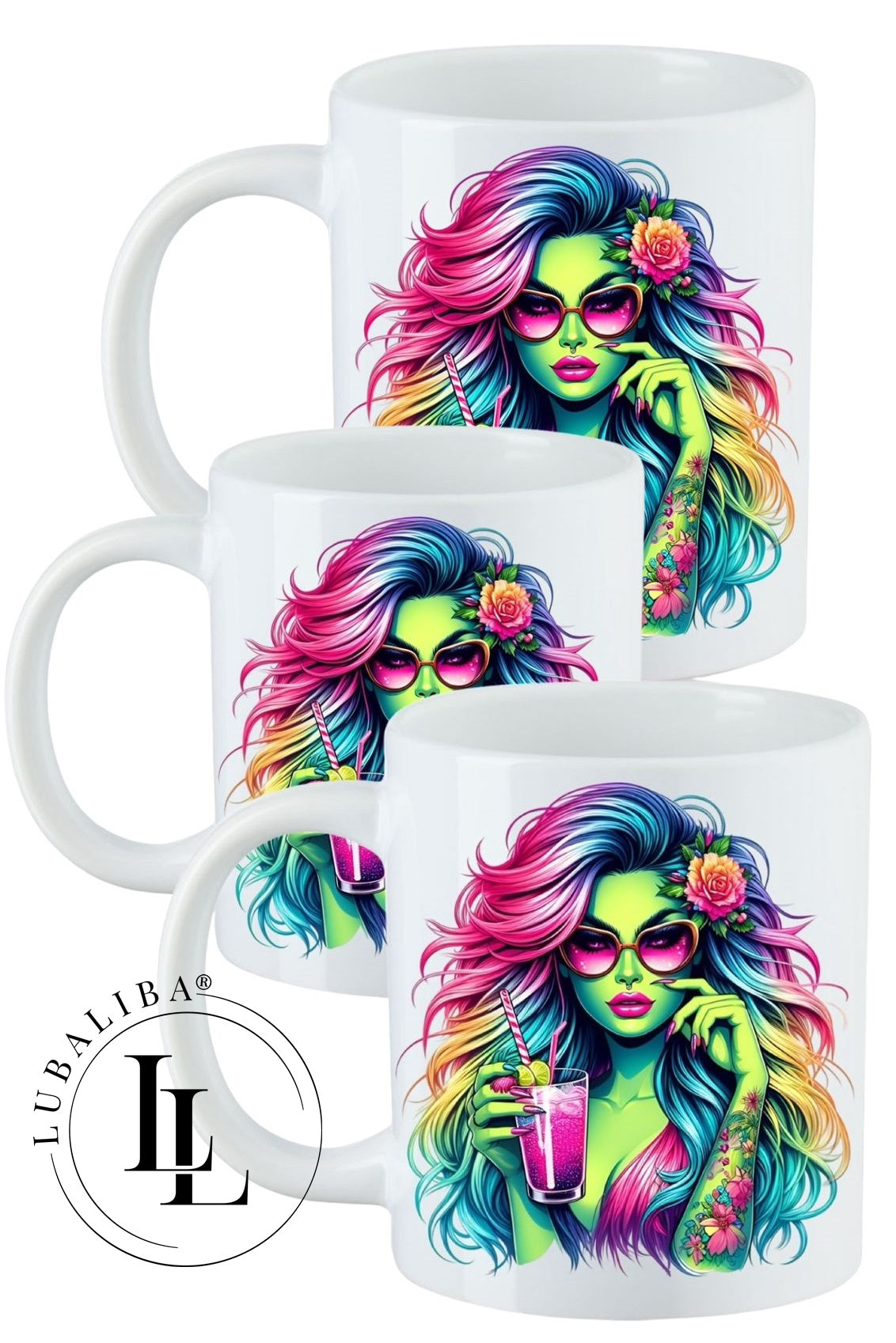 Tasse "Fleur arc-en-ciel verte" N° d'art : DAS